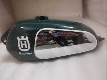 FIT FOR HUSQVARNA 1974 CR 250 WR 250 MAG REPRO GREEN PAINTED CHROME STEEL TANK
