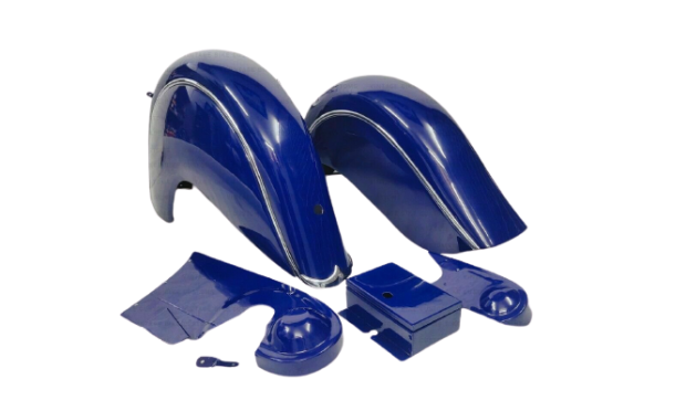 INDIAN CHIEF FRONT & REAR BLUE FENDER MUDGUARDS + CHAIN GUARD POST WAR |Fit For