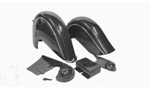 INDIAN CHIEF FRONT & REAR BLACK FENDER MUDGUARDS + CHAIN GUARD POST WAR|Fit For
