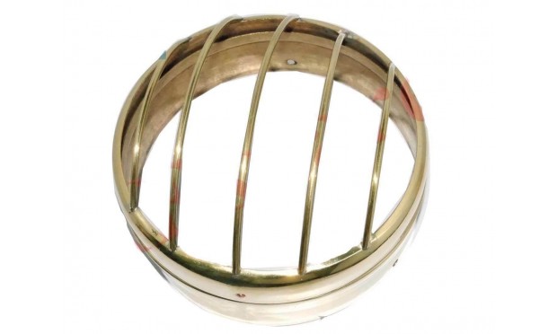 Brass Made Motorcycle 7 Headlamp Beam Outer Rim Plus Grill |Fit For