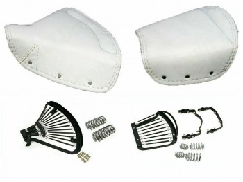 Fits Royal Enfield Ariel Lycett White Leather Complete Front & Rear Seat S2u|Fit For