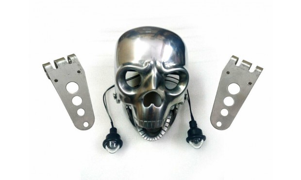 Royal Enfield Chopper Bobber Skull Headlight With Blue Light In Eyes|Fit For