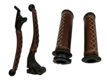 Royal Enfield Classic Clutch Brake Lever & Grip Set Dark Brown Color|Fit For
