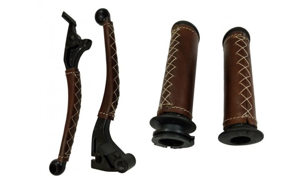 Royal Enfield Classic Clutch Brake Lever & Grip Set Dark Brown Color|Fit For