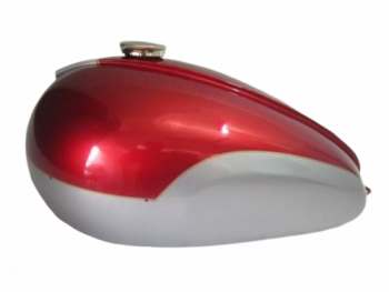 TRIUMPH T120 CHERRY & SILVER PAINTED FUEL TANK WITH BRASS CAP + TAP |Fit For