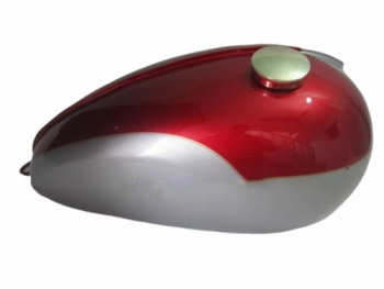 TRIUMPH T120 CHERRY & SILVER PAINTED FUEL TANK WITH BRASS CAP + TAP |Fit For