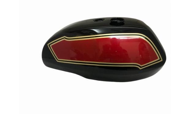 Triumph T140 Black & Cherry Fuel Tank (Uk Version) + Brass Cap + Tap(Fit For)