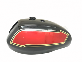 Triumph T140 Black & Cherry Fuel Tank (Uk Version) + Brass Cap + Tap(Fit For)