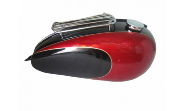 Triumph T150 Black And Cherry Fuel Tank With Grill Rack & Fuel Cap (Fits For)