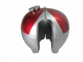 TRIUMPH T150 TRIDENT CHERRY & SILVER PAINTED FUEL TANK WITH CHROME CAP & TAP|Fit For