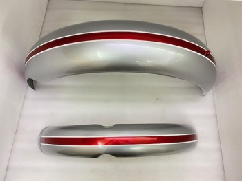 Triumph T120 T100 T90 Cherry & Silver Front & Rear Mudguards Set |Fit For