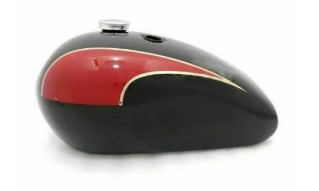 TRIUMPH T140 Black & Red Painted Aluminum Fuel Petrol Tank +Chromed Cap |Fit For