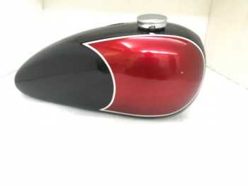 TRIUMPH T140 BLACK AND CHERRY PAINTED FUEL TANK + FREE BRASS CAP |Fit For