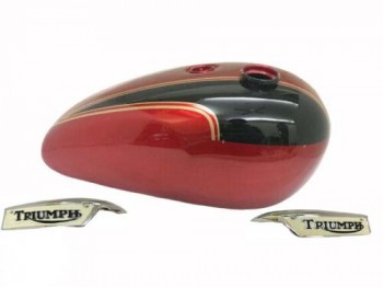   TRIUMPH T140  RED & BLACK PAINTED STEEL FUEL PETROL TANK+BADGES |Fit For