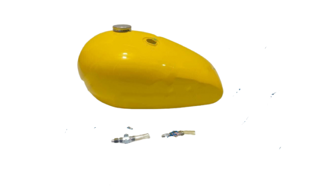 Triumph T140 Yellow Painted Steel Gas Fuel Tank With Cap +Taps |Fit For