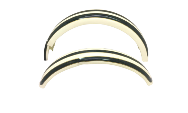 TRIUMPH T140 FRONT REAR GREEN & CREAM PAINTED MUDGUARD -Fit For