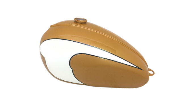 TRIUMPH T120 Golden & White Painted STEEL TANK | Fit For