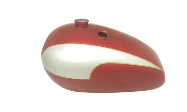 TRIUMPH T140 CHERRY & SILVER PAINTED STEEL FUEL PETROL TANK |Fit For