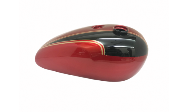 TRIUMPH T140 BLACK & RED PAINTED ALUMINUM FUEL PETROL TANK WITH CHROMED CAP |Fit For