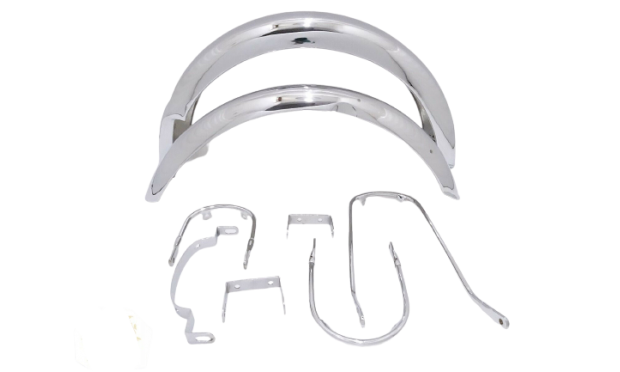 TRIUMPH T140 FRONT AND REAR ALUMINIUM POLISHED MUDGUARDS WITH STAYS & BRACKETS|Fit For