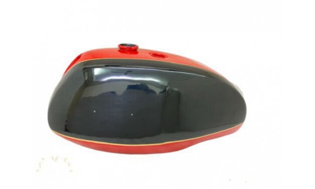 Triumph T140 Red & Black Fuel Tank (Uk Version) + Brass Cap + Tap(Fit For)