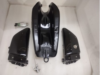 Fit For Yamaha Rx100 Rx125 Black Tank With Side Panel Lid Cap Tap & Emblem S2u