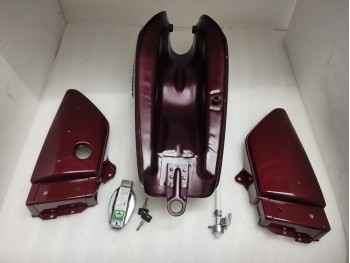 Fit For Yamaha Rx100 Rx125 Maroon Tank + Side Panel Lid Cap Tap & Emblem S2u