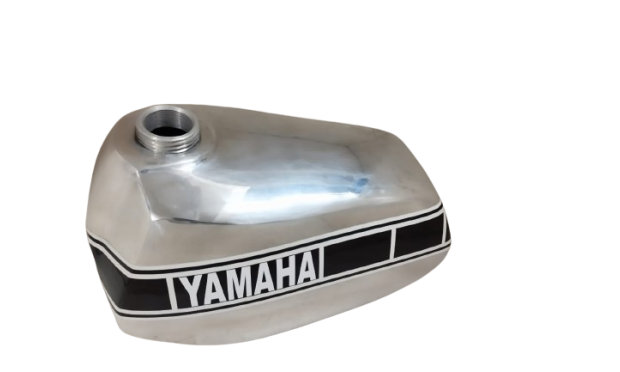 Fit For Yamaha YZ125 Black & White Aluminium Polished Tank 1977-78