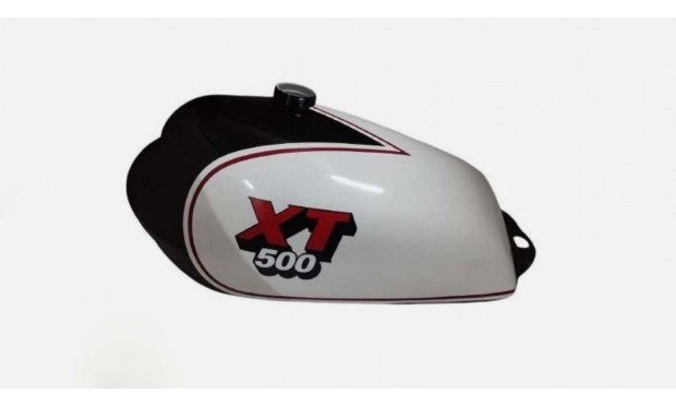 FIT FOR YAMAHA XT 500 TT 500 STEEL BLACK & WHITE PAINTED PETROL TANK 1980+ CAP