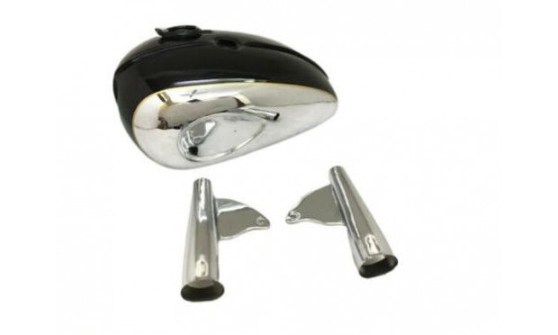 BSA A65 THUNDERBOLT BLACK CHROME TANK WITH BSA THUNDERBOLT FORK SET |Fit For