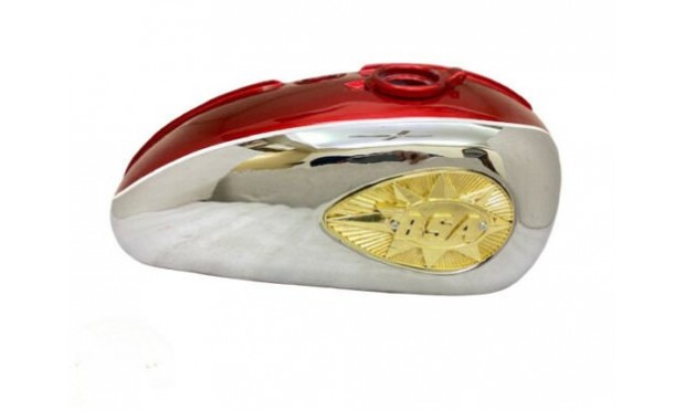 FIT FOR BSA A65 2 Gallon Cherry Chrome Fuel Tank with Badges 1968-69 Us