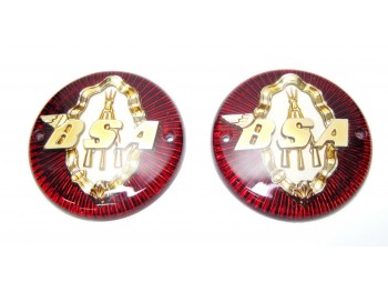 BSA GAS TANK BADGE SET ROUND 3 14 RED & GOLD C11 C12 M20 M21 A7 A10 Fit For