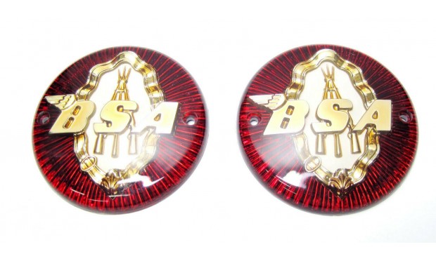 BSA GAS TANK BADGE SET ROUND 3 14 RED & GOLD C11 C12 M20 M21 A7 A10 Fit For