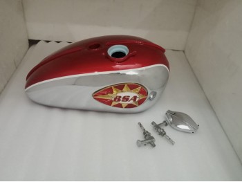 BSA A65 2 Gallon Red & Chrome Fuel Tank + Cap + Taps |Fit For