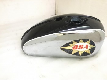 BSA A65 2 GALLON BLACK & CHROME PETROL TANK WITH BADGES 1968-1969 |Fit For