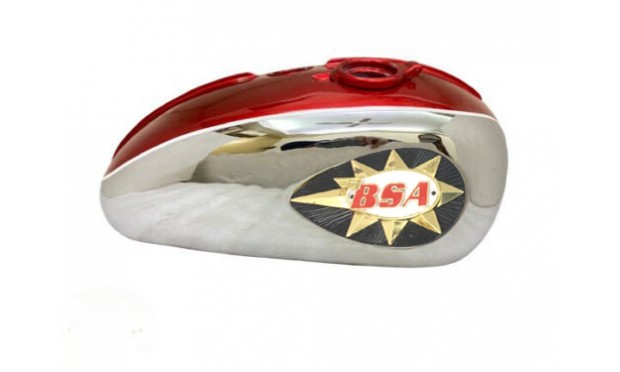 BSA A65 2 Gallon Cherry Chrome Fuel Tank with Badges 1968-69 Us |Fit For