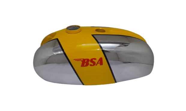 BSA B25 B50 TR25 1971-73 D355 YELLOW & CHROME PAINTED STEEL PETROL TANK|Fit For