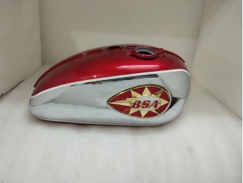 Fit For BSA A65 2 Gallon Cherry Painted Steel Fuel Petrol Tank + Side Panels