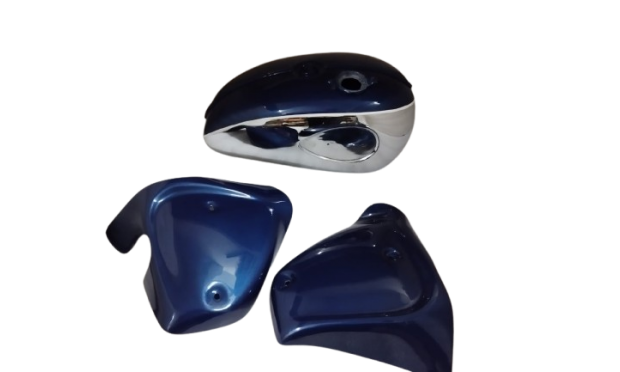 FIT FOR BSA A65 THUNDERBOLT BLUE PAINTED CHROME FUEL PETROL TANK +SIDE PANEL