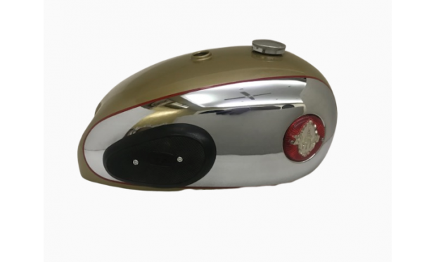 BSA A7 A10 GOLDEN PAINTED CHROMED FUEL TANK WITH FREE CAP,(NO BADGES) & KNEE PADS |Fit For