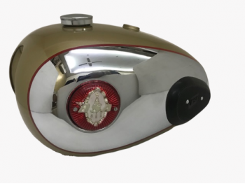 BSA A7 A10 GOLDEN PAINTED CHROMED FUEL TANK WITH FREE CAP,(NO BADGES) & KNEE PADS |Fit For