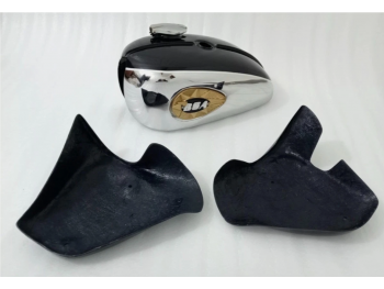 Fit For BSA A65 2 Gallon Black& Chrome Steel Fuel Petrol Tank + Side Panels
