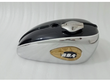 Fit For BSA A65 2 Gallon Black& Chrome Steel Fuel Petrol Tank + Side Panels