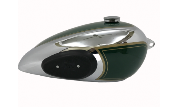 BSA B31 GREEN PAINTED CHROMED FUEL TANK WITH FUEL CAP+TAP+KNEE PADS |Fit For