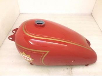 BSA B31 Red Painted Steel Fuel Petrol Tank With Brass Cap & Tap-(Fits For)