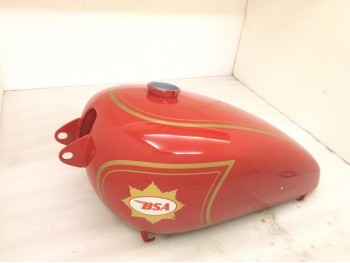 BSA B31 Red Painted Steel Fuel Petrol Tank With Brass Cap & Tap-(Fits For)